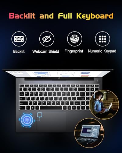 NIMO 15.6" IPS FHD-Laptop-Computer, Intel Pentium Quad Core N100 4GB RAM 128GB SSD (Beat i3-1115G4, Up to 3.4GHz) Backlit Keyboard Fingerprint Type-C WiFi 6 BT5.2, for Student and Home - Image 3