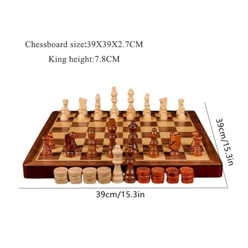 FGDIUCVN International Chess Large Wooden Chess Set Luxury Chess Set Folding Chess Board Games with Chess and Storage Slots for Family Adult Chess Gifts - Image 2