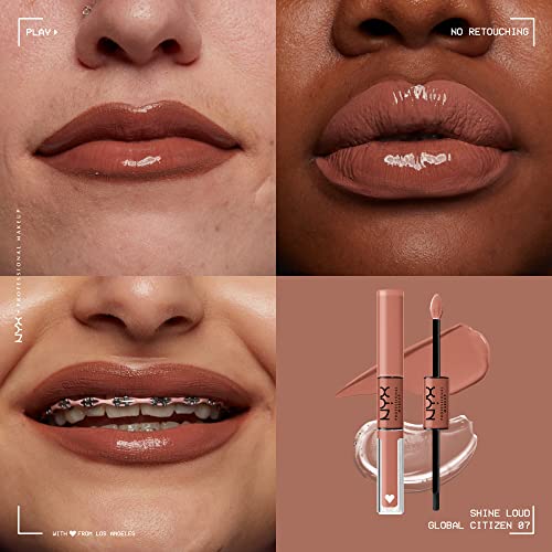 NYX PROFESSIONAL MAKEUP Shine Loud, Long-Lasting Liquid Lipstick with Clear Lip Gloss - Global Citizen (Medium Neutral Nude) - Image 3