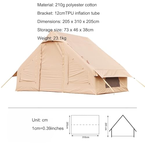 Inflatable Tent for Camping 4-6 Person Tent, Large Space Instant Tent Without Tent Pole, Outdoor Glamping Camping Cabin Tent Shelter Camping Hub Tent - Image 4
