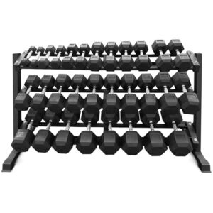 5–75 lbs Dumbbells Weight Set (15 Pairs) with Weight Storage Rack, 1200 lbs Hex Dumbbell Sets, Gyms Weights Dumbbells Sets with 3-Tier Rack, Weight Set for Home Gym, Strength Training