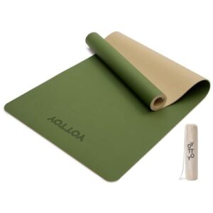 YOTTOY Yoga Mat,Non-Slip Hot Yoga Mat with Anti-Tear Design and Friendly Natural Rubber Mat with Strap and Bag (Green)