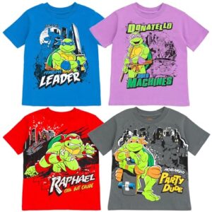Teenage Mutant Ninja Turtles Leonardo Michelangelo Raphael Toddler Boys 4 Pack T-Shirts Blue/Purple/Orange/Gray 4T