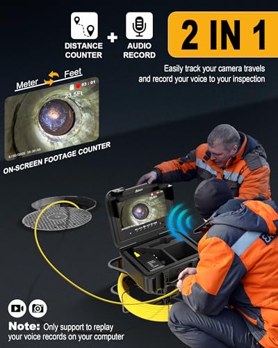 Anysun Self Leveling Sewer Camera with Locator, Distance Counter, 7MM Thicker Cable, 300Ft/91.5M Pipe Inspection Cameras with 9'' 1080P IPS Screen, IP68 Sewer Drain Cam with DVR Recorder & 32GB Card - Image 4