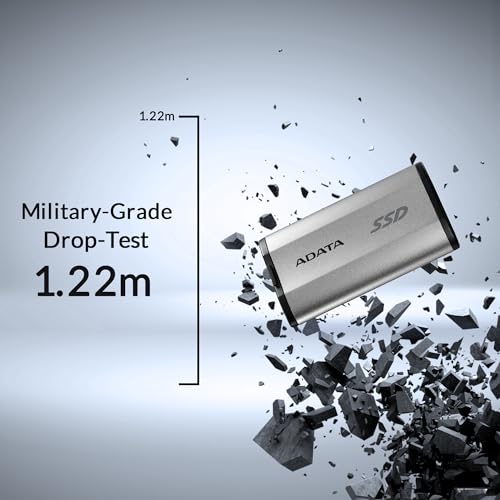 ADATA SD810 2000G IP68 Water Resistance Up to 2000 MB/s USB 3.2 Gen 2 USB-C External Solid State Drive - Silver for iPhone 15/Pro/Max, Android (SD810-2000G-CSG) - Image 6