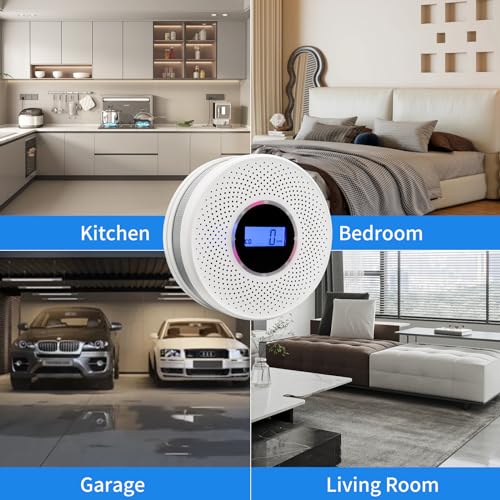 Smoke Detector Carbon Monoxide Detector Combo with Digital Display and Sound Light Alarm, 2-in-1 Smoke & CO Alarm with Battery Operated for Home, Travel or RV - Image 5