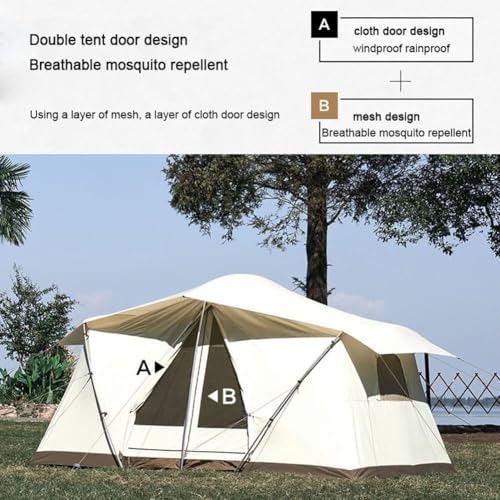Double Layer Family Camping Tent with 2 Mesh Door 2 Mesh Windows Instant Cabin Tent 3-4 Person Extra Large Tent for Camping Hiking Traveling - Image 3