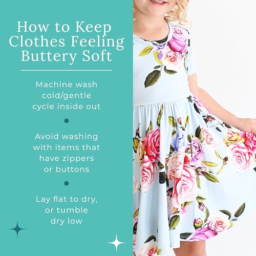 Posh Peanut Girls Dresses – Soft Toddler Twirl Dress Made with Viscose from Bamboo – Fall, Spring, Summer Dresses for Girls (3-4 Years) Country Rose - Image 7