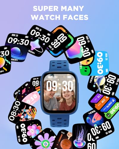 BIGGERFIVE Kids Watch No Phone Needed, 1.8\" Amoled Smart Fitness Watch Pedometer, Heart Rate, Sleep Tracker, 30m Waterproof, Step Counter, Puzzle Games, 100+ Dials, Gifts for Boys Girls 5-16, Blue - Image 8