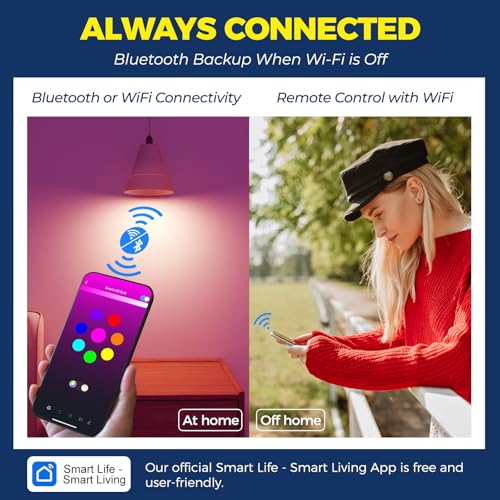 Lightinginside E12 Smart Light Bulbs 50W Equiv., G16.5 RGBCW Candelabra Chandelier Ceiling Fan Smart Bulb Works with Alexa/Google Home/Smart Life, 5W 550LM, 2.4G WiFi Bluetooth Bulb, ETL Listed, 4PCS - Image 2