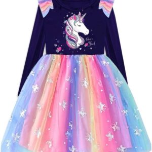 VIKITA Girls Dresses Winter Long Sleeve Party Gifts for Girls 3-7 Years