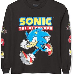 SEGA boys Sonic the Hedgehog Long Sleeve Tee – Sonic, Tails, Knuckles Sega T Shirt, Black, 4 US