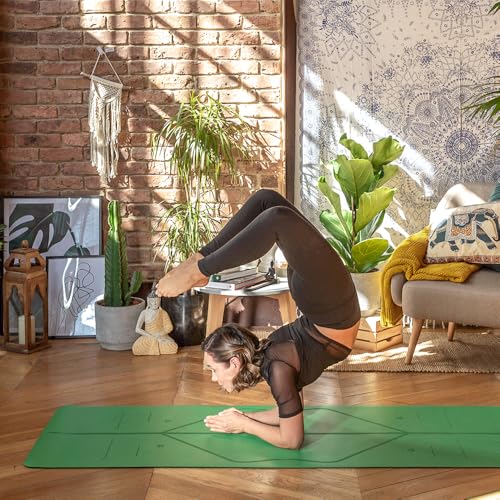 LIFORME Original Yoga Mat & Travel Mat & Ultimate Everyday Yoga Mat Cleaner - Bundle Pack -Patented Alignment System, Eco-Friendly, Non-Slip Warrior-Grip, Sweat Resistant, Comfortable - Green/Green - Image 7