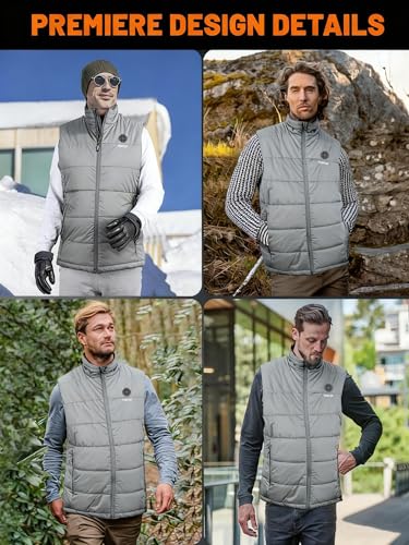 THBYQK 21 Zone Heated Vest for Men & Women with 2 Pcs 20000mAH 7.4V Battery Pack 5 in 1 Smart Controller (US, Alpha, X-Large, Regular, Regular, Grey) - Image 7