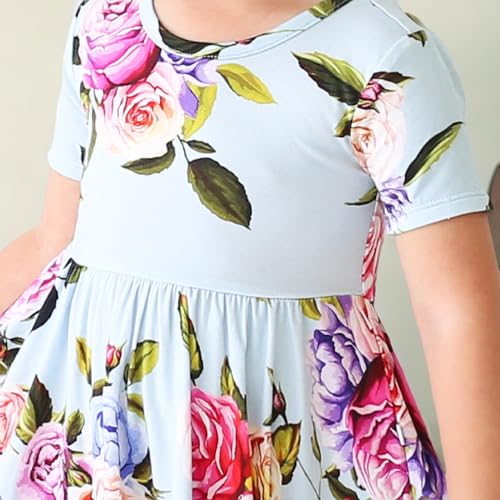 Posh Peanut Girls Dresses – Soft Toddler Twirl Dress Made with Viscose from Bamboo – Fall, Spring, Summer Dresses for Girls (3-4 Years) Country Rose - Image 9