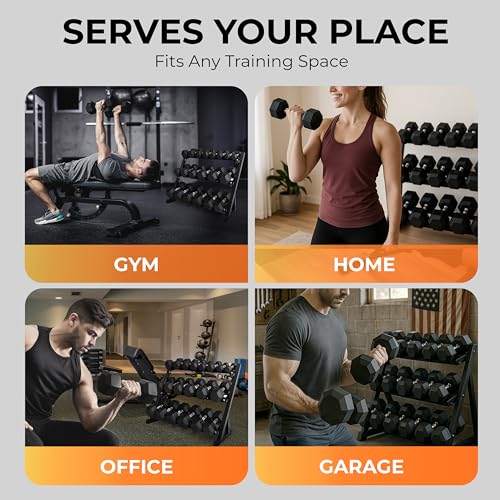 StrengthUSA Rubber Hex Dumbbell Set with Rack, 20 Pair of 5-100 lb (2100 lbs total) Weight Rack with Dumbbells, Rubber Coated Dumbbell Set with Rack Stand, Professional Set for Home Gym & Strength Training - Image 8