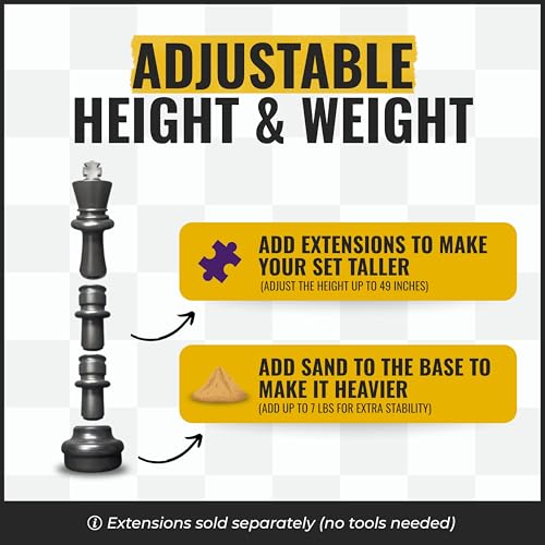 MegaChess Giant Chess Set Game with 37" Tall King - A Large Chess Set Yard Game for Families Looking for Outdoor Jumbo Games - 32 Large Pieces Made from Durable HDPE (Plastic Board Included) - Image 9