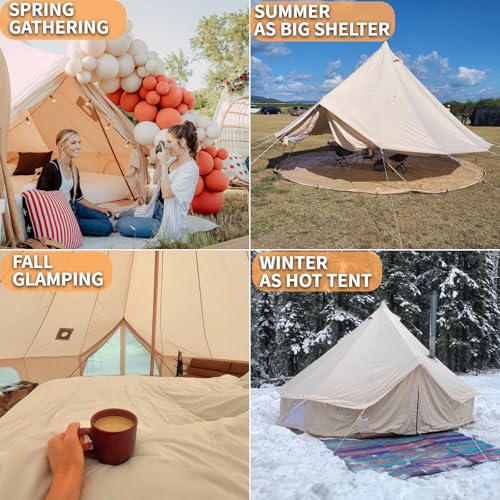 DANCHEL OUTDOOR B5PRO 4 Season Canvas Tent with Stove Jack Camping, Large Bell Tent with AC Port Yurt All Year Living, Luxury Glamping for 8 Person Hunting Party, 20ft/6m - Image 3