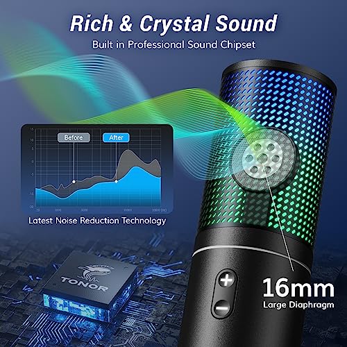 TONOR USB Podcast Microphone, Gaming PC Studio Streaming Mic Kit for PS4/5/Discord/Twitch Gamer, Recording Condenser Equipment Cardioid Microfono for Singing, YouTube, with Adjustable Arm Stand, Q9S - Image 2
