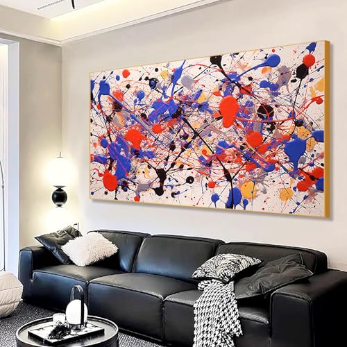Jackson Pollock Canvas Wall Art, Colorful Abstract Jackson Pollock Canvas Wall Art, Abstract Canvas Wall Art, Jackson Pollock Print, Jackson Pollock Wall Art, Living Room Wall Art (Black Framed, 69"x 39"| 174x98cm) - Image 6