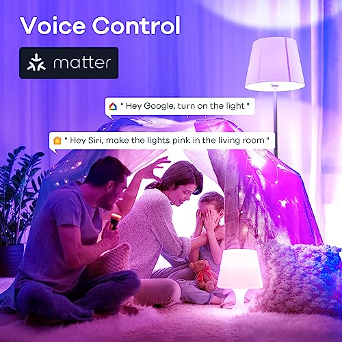 Linkind Matter Smart Light Bulb, Smart Bulbs Work with Apple Home, Siri, Alexa, Google Home, SmartThings, Color Changing Light Bulbs RGTBW Music Sync, Mood Lights, 2.4Ghz WiFi A19 E26 60W 800LM 3 Pack - Image 5