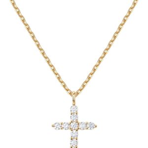 PAVOI 14K Gold Plated Cubic Zirconia Cross Necklace for Women | Cross Faith Pendant Necklaces