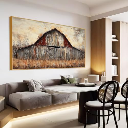 Vintage Barn Canvas Art - Old Farmhouse Wall Decor, Large Black Framed (71"x35"|180x90cm) - Image 6