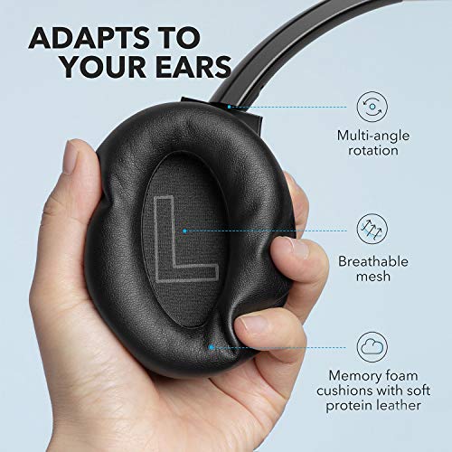 Anker Soundcore Life Q20 Hybrid Active Noise Cancelling Headphones, Wireless Over Ear Bluetooth Headphones with 40H Playtime, Hi-Res Audio, Deep Bass, Memory Foam Ear Cups and Headband for Travel,Work - Image 6