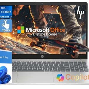 HP 2025 Flagship 15.6″ FHD Touchscreen Laptop, 10-Core Intel i7 Processor, 64GB RAM, 1.5TB Storage (1TB SSD + 500GB Ext), Iris Xe Graphic WiFi, HubxcelAccessory, Win 11 Pro w/Lifetime Microsoft Office