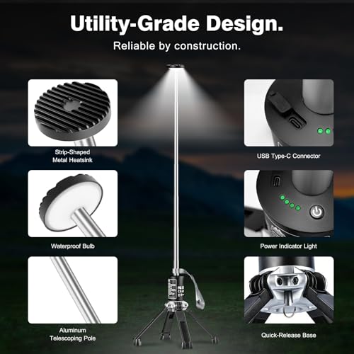 MTRVR Telescopic Camping Light — Rechargeable Outdoor Lantern with Long Runtime, Adjustable Height, Stable Aluminum Design for Camping, Emergency & Night Use - Image 6