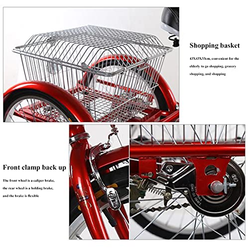 Adult Mountain Tricycle Three Wheel Bike 16 Inch Trikes for Seniors with Shopping Basket Exercise Men's Women's Tricycle Picnic Cycling Pedalling - Image 2