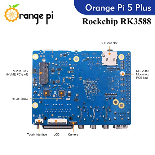 Orange Pi 5 Plus 16G with 256GB eMMC Module RK3588 8 Core 64 Bit Single Board Computer, 2.4GHz Frequency Open Source Board Run Orange Pi OS,Android,Debian,Ubuntu (Pi 5 Plus 16G+256GB eMMC+TC Supply) - Image 3