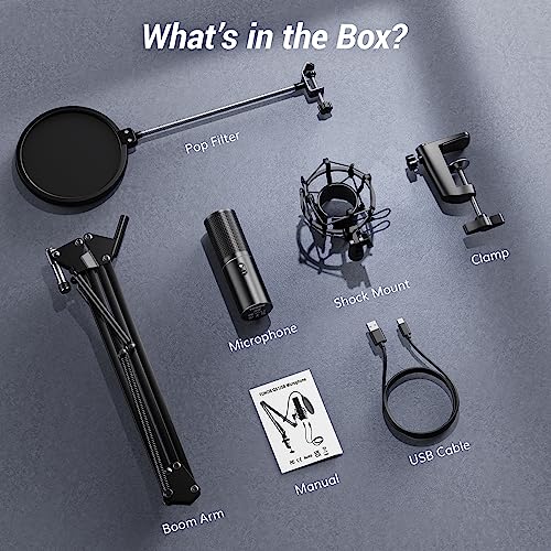 TONOR USB Podcast Microphone, Gaming PC Studio Streaming Mic Kit for PS4/5/Discord/Twitch Gamer, Recording Condenser Equipment Cardioid Microfono for Singing, YouTube, with Adjustable Arm Stand, Q9S - Image 7