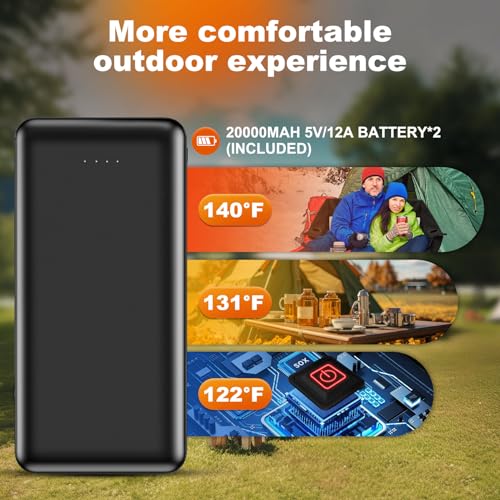 Sobalai Heated Double Camping Chair with 2 20000mAh Battery Pack, 2 Control Switches 2-Person Loveseat, 550 lbs for Outdoor Sports, Picnics, Rugby Match, Lawn. Make Your Autumn and Winter Warmer - Image 7