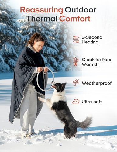 Ourea Battery Operated Heated Blanket for Outdoor Use-Rechargeable 12v Cordless Heated Blanket with 3 Heating Levels, Includes 20000mAh Power Bank, Portable for Camping, Car, Stadium, Indigo - Image 5