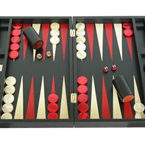 Zaza & Sacci Leather Backgammon Set – Board Game – 20″ Black Case