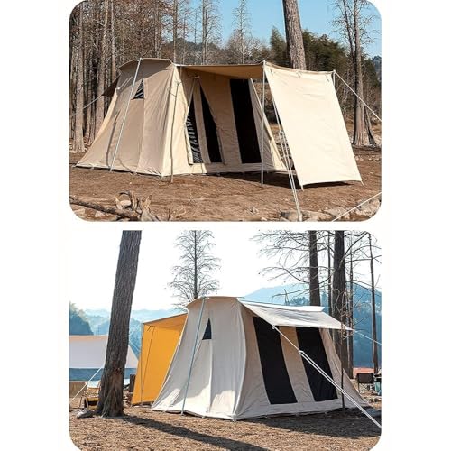 Cotton Canvas Cabin Tent Family Camping, Hiking, Picnic, and Party, Breathable, Multifunctional Design with Carrying Bag - Image 3