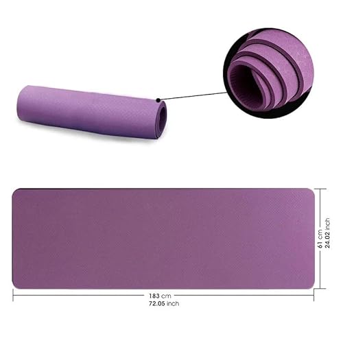 Yoga Mat Pilates Mat Exercise Fitness Mat TPE Non-Slip Anti -Tear Sweat Resistant (Black) - Image 2