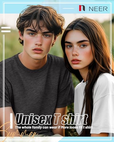 Neer 7 Pack Men's Big and Tall Shirts Summer Cotton Short Sleeve Tee Crew Neck Casual Top Basic Oversize T Shirts(Black, Lake Green, Dark Gray, Light Gray, White, Navy Blue, Wine Red,7X-Large) - Image 7