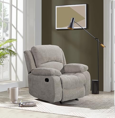Betsy Furniture Soft Microfiber Reclining Sofa Set, Drop Down Table, Cupholder Console, Living Room Set, Sofa Loveseat Glider Chair 8018M (Light Grey, Sofa+Loveseat+Chair) - Image 8