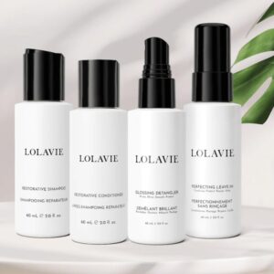 LolaVie RESTORE & PROTECT TRAVEL KIT – 4pc Hair Care Set – Revitalizing, Repairing, Cleansing & Protecting – All Hair Types – Vegan & Cruelty-Free