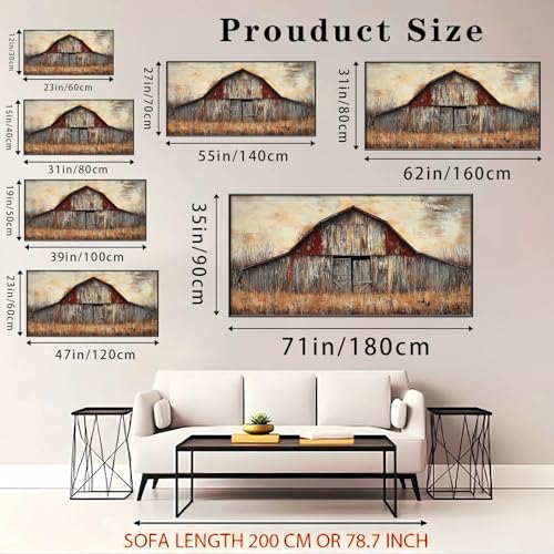 Vintage Barn Canvas Art - Old Farmhouse Wall Decor, Large Black Framed (71"x35"|180x90cm) - Image 4