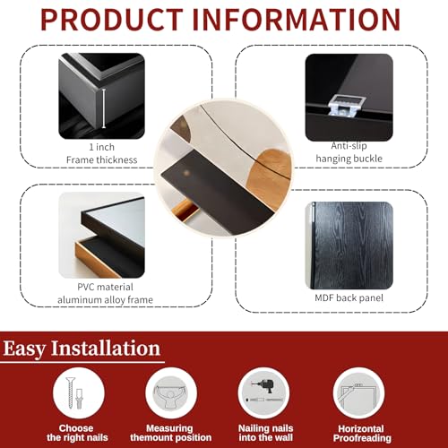 Waterfall Wall Art, Black Waterfall Wall,Wall Decor Burgundy, Red and Black Bedroom Decor, Fall Art, Forest Scene, Peaceful Art,Pictures for Living room,Ready to Hang (Black Frame, 69" L x 39" W) - Image 6