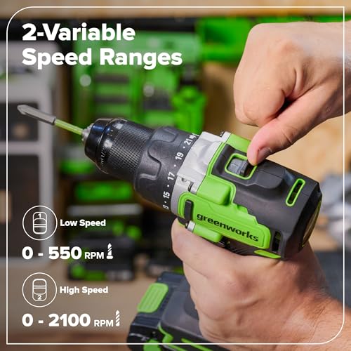 GREENWORKS 24V 1/2” Brushless Cordless Drill (800 In-lbs.), 4.0Ah (24,000mAh Power Bank) USB-C Battery, 3.3 FT Braided Cable, 65W Rapid Charger - Image 9