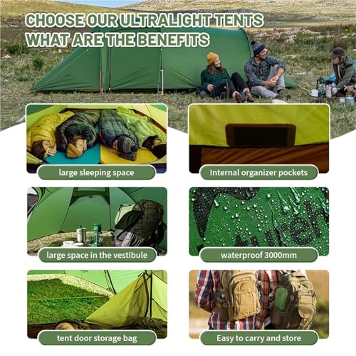 2-4 Person 4-Season Camping Tent – 20D Waterproof Ultralight Family Hiking Travel Tent(15D UL 3P) - Image 5