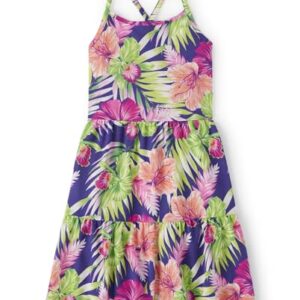 The Children\’s Place Girls Short Sleeve Fashion Skater Casual Dress, Solar Storm, 10-12 US