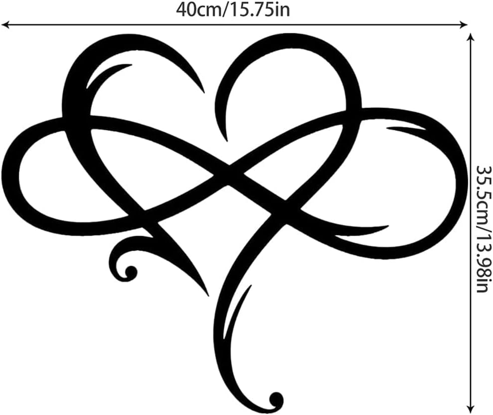 Infinity Heart Wall Decor, Unique Infinity Heart Metal Art Wall Decor Love Sign Steel Wall Plaques Bedroom Ornaments for Home Wedding Decor, Room Living Room Decoration (Black, 15.7x14inch) - Image 7