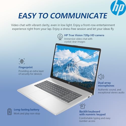 HP 17 Laptop Touch Screen, 17.3″ Laptop Touchscreen Laptop, Intel 10-Core i5 Laptop Computer PC, 32GB RAM 1TB SSD, Windows 11, Copilot AI, Backlit Keyboard, Number Pad - Image 7