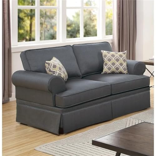 ZSLKDL Charcoal Glossy Polyfiber 2pcs Sofa Set Living Room Furniture Sofa Loveseat Pillows Couch Rolled Armrest - Image 4