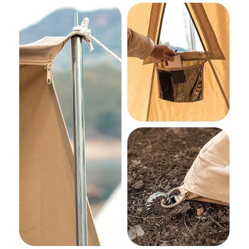 Cotton Canvas Cabin Tent Family Camping, Hiking, Picnic, and Party, Breathable, Multifunctional Design with Carrying Bag - Image 5